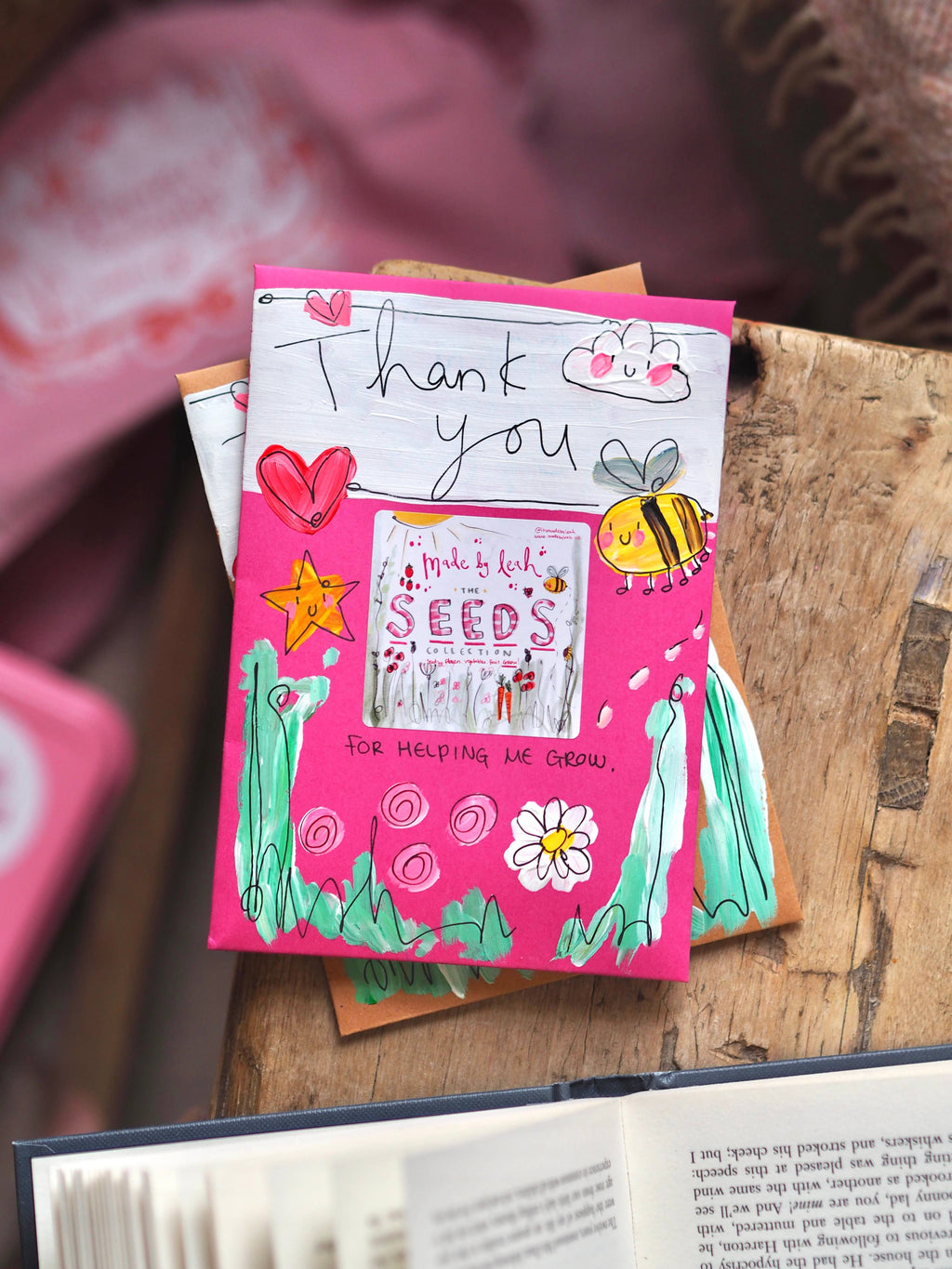 ‘Thank You For Helping Me Grow’ Hand Painted Seed Packet: Brown