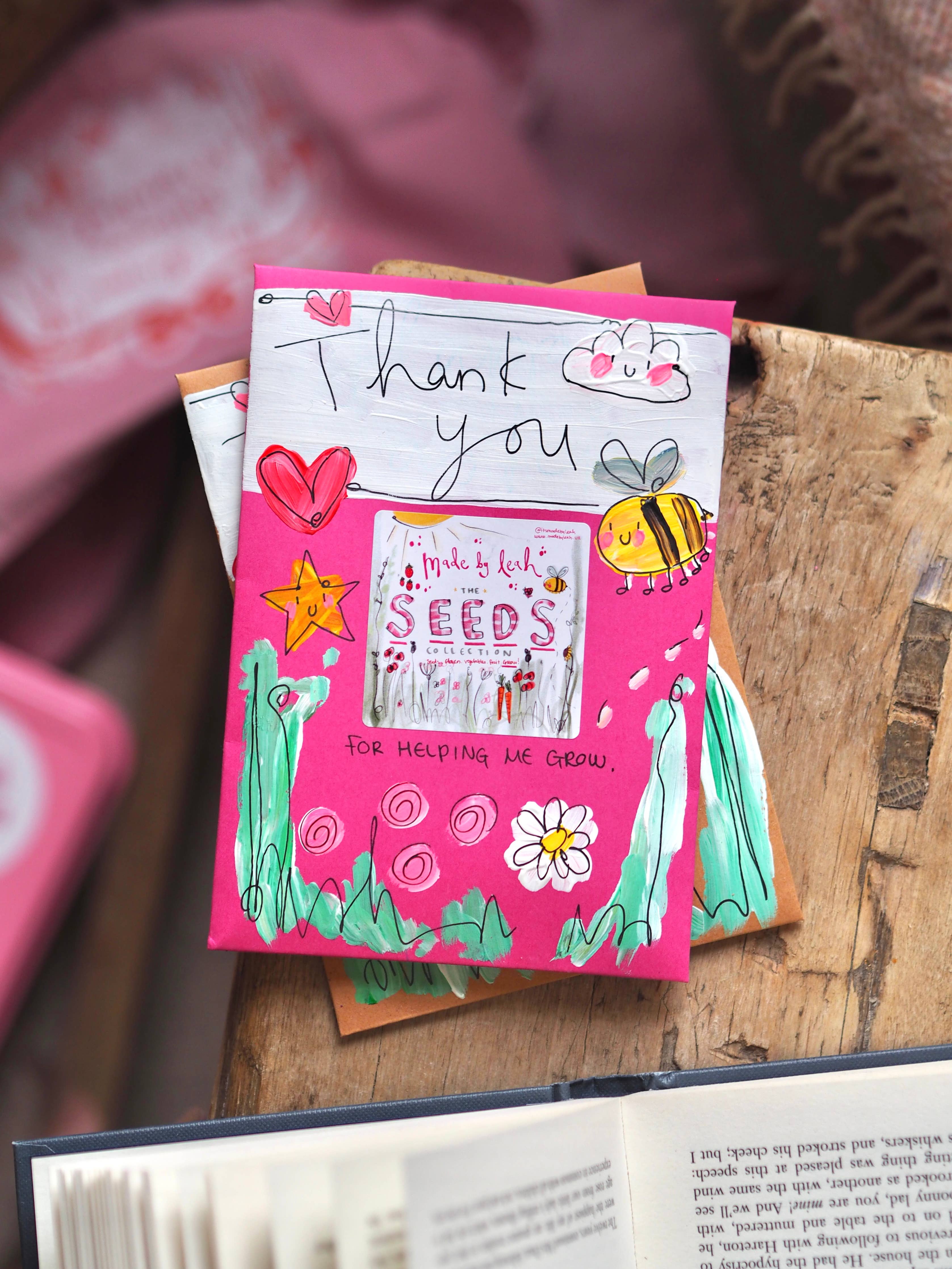 ‘Thank You For Helping Me Grow’ Hand Painted Seed Packet: Brown