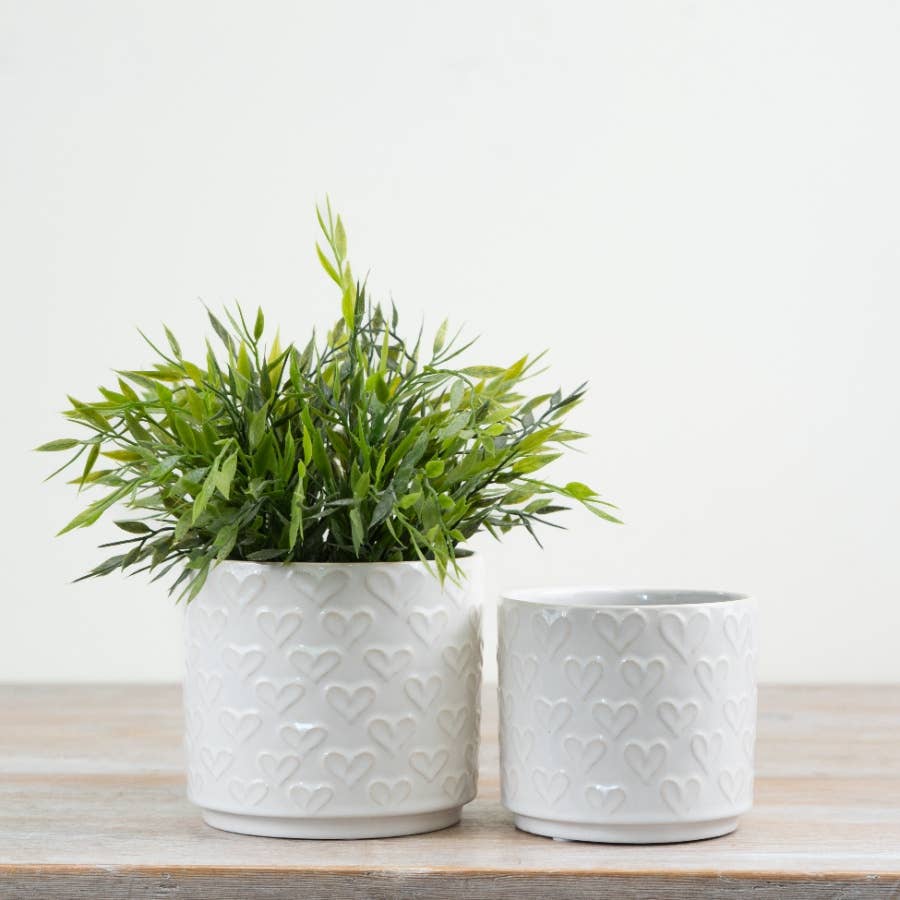 White Heart Planter