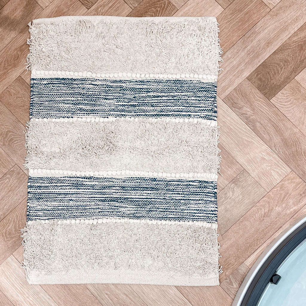 Sass and Belle Blue scandi Boho tufted Rug