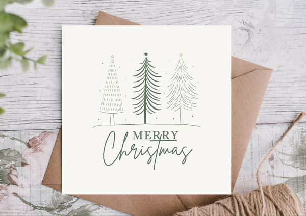 Minimalist Tree Trio Merry Christmas Card