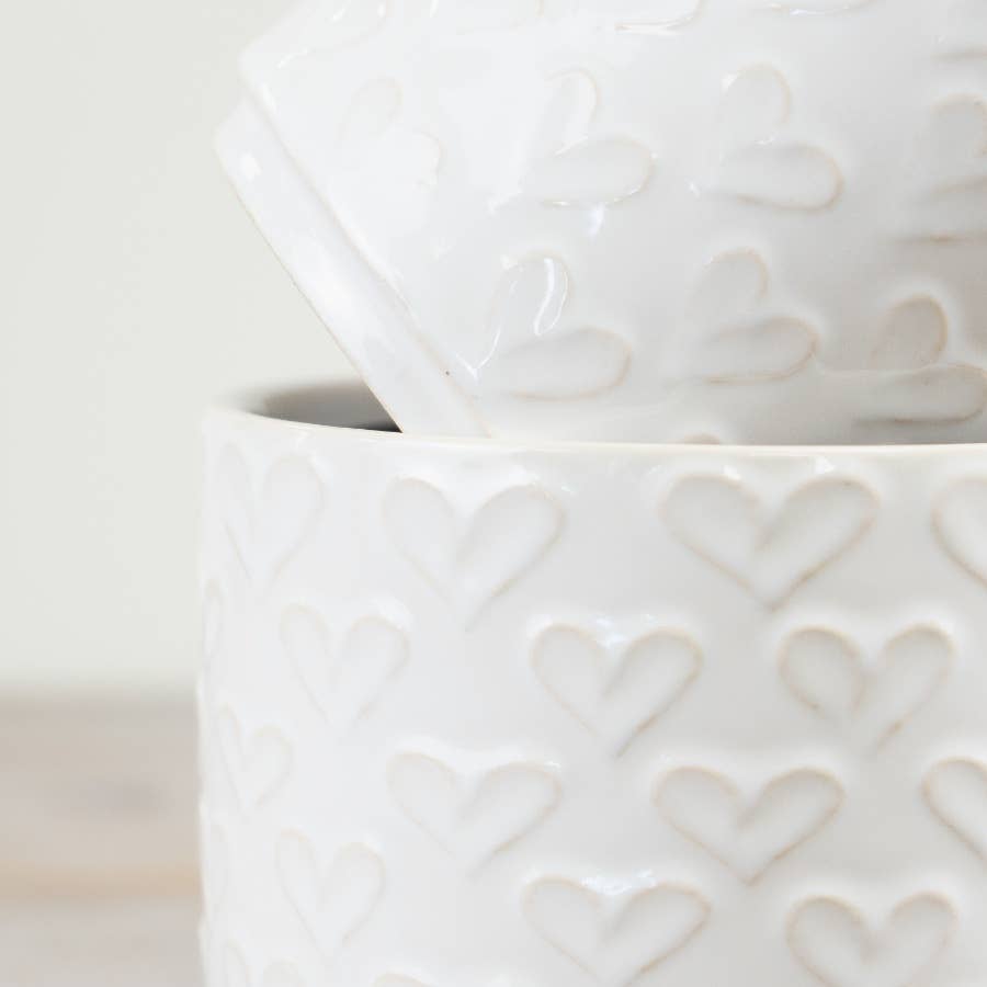 White Heart Planter