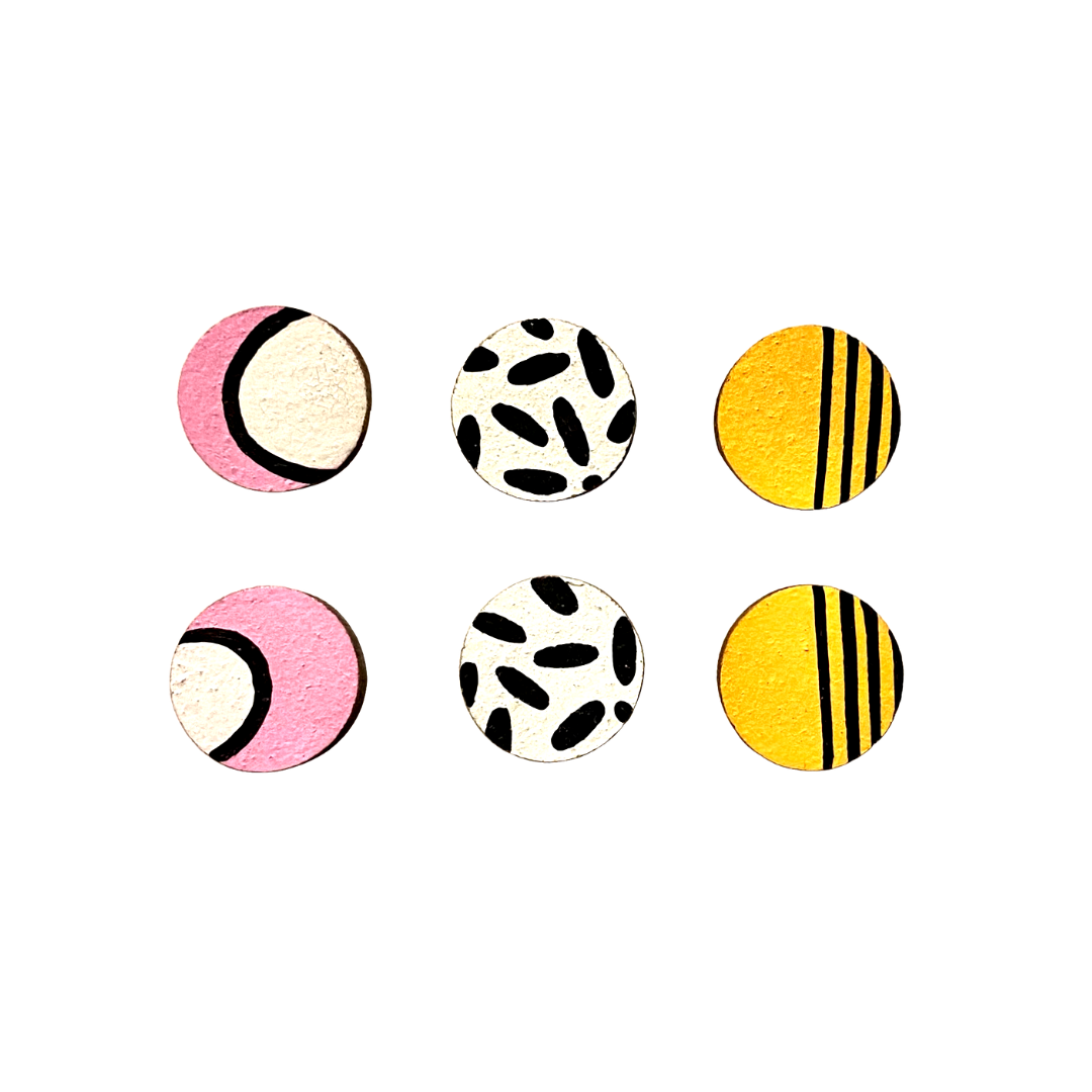 Ivy and Ginger Handmade tropical mini stud earrings set hand painted wood