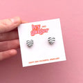 Ivy and Ginger Mini zebra print heart stud statement wooden earrings