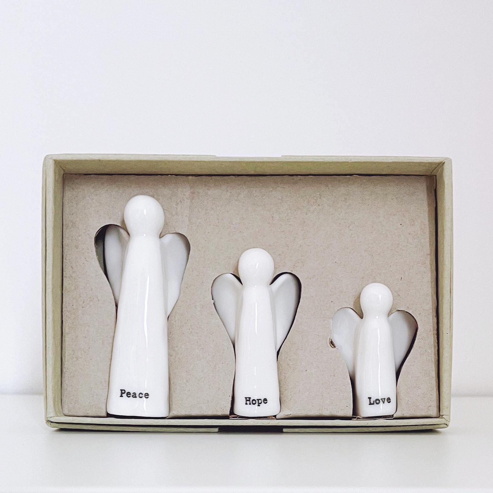 East Of India Porcelain Angels. Three Angels.