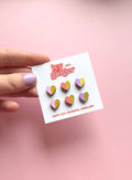 Ivy and Ginger Handmade Gold Edge Hearts Stud Earrings Gift Set in Pinks