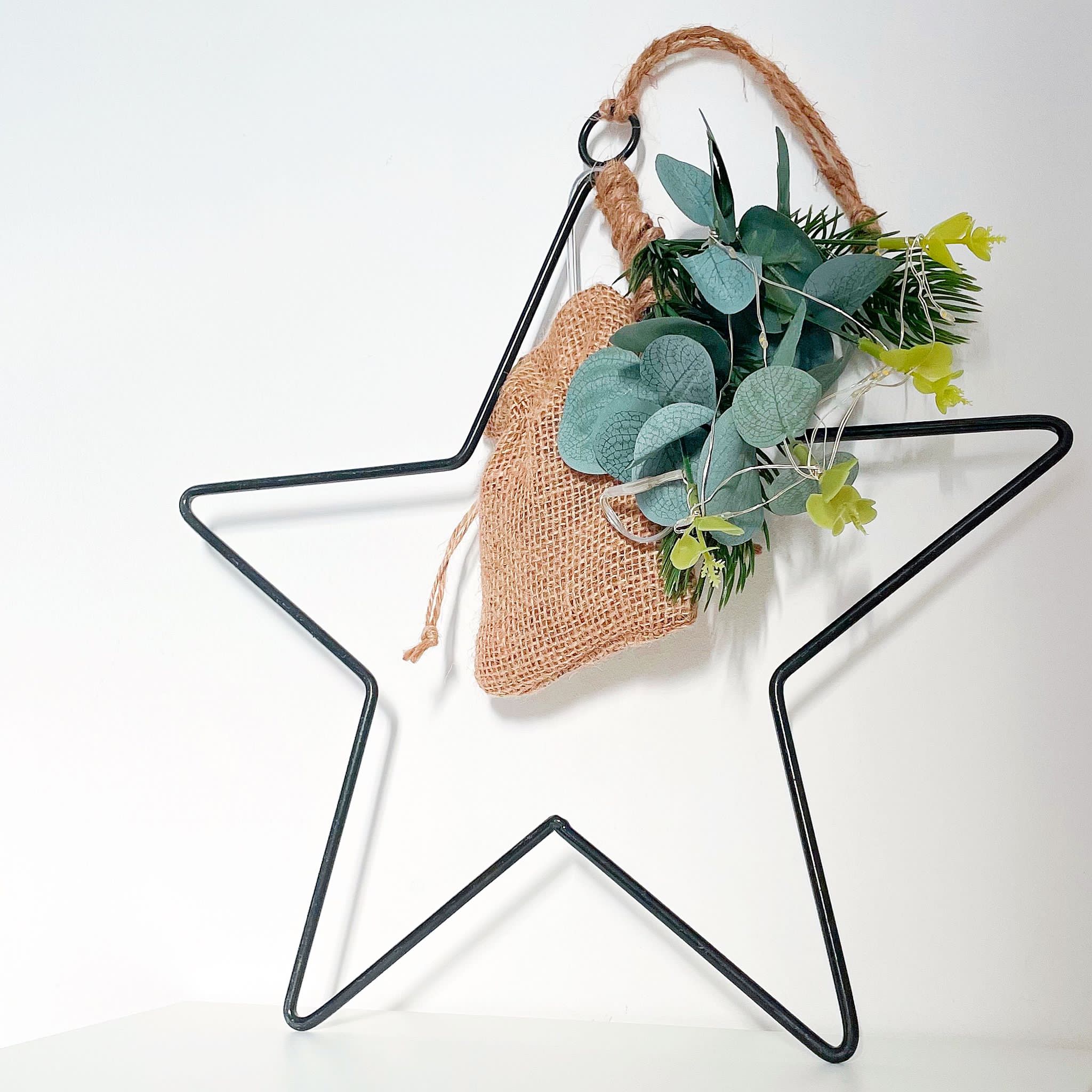 Hanging LED Star with Eucalyptus 30cmct