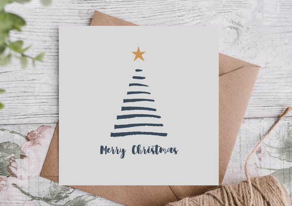 Star Minimalist Tree Merry Christmas Card