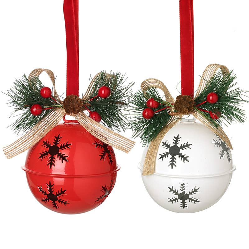 RED AND WHITE ROUND METAL BELL