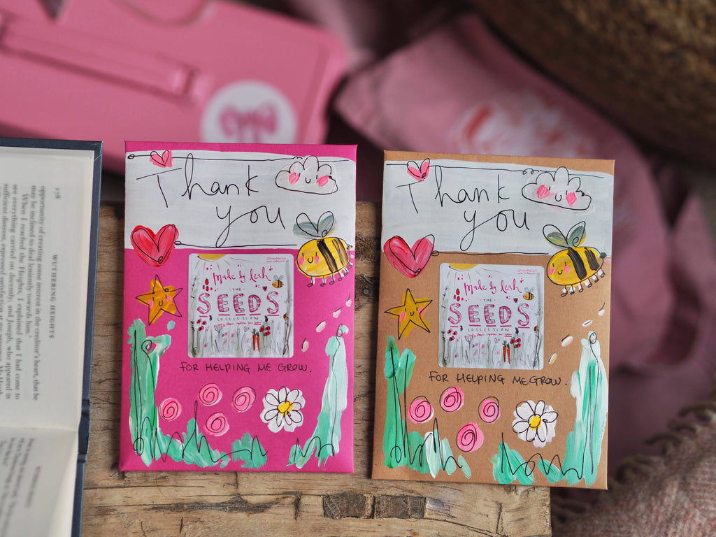 ‘Thank You For Helping Me Grow’ Hand Painted Seed Packet: Brown