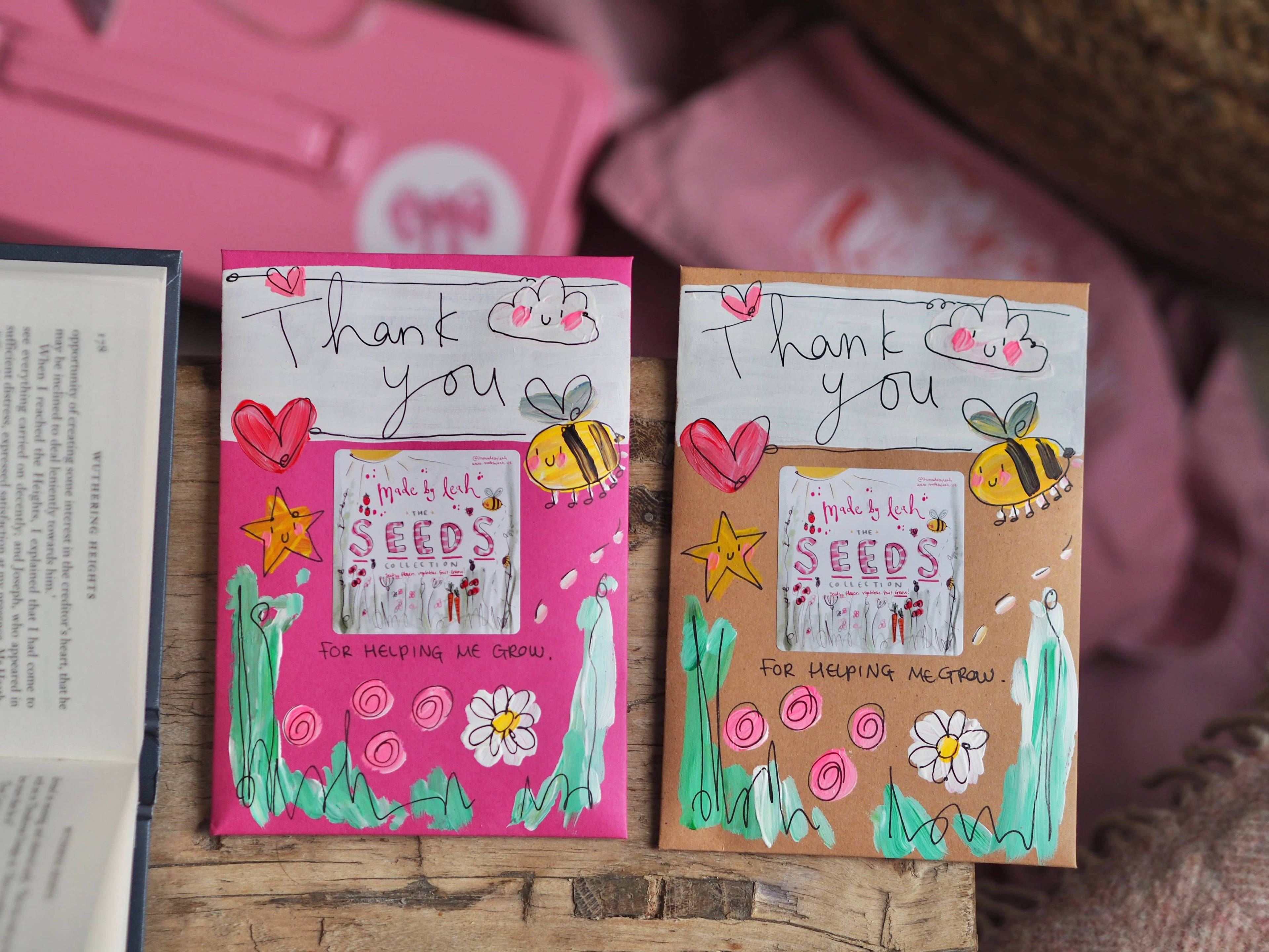 ‘Thank You For Helping Me Grow’ Hand Painted Seed Packet: Brown