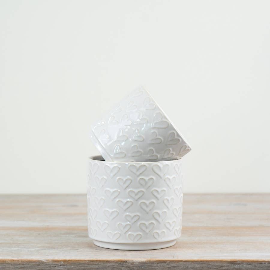 White Heart Planter
