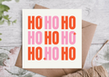 Bold Pink & Red Ho Ho Ho Christmas Card