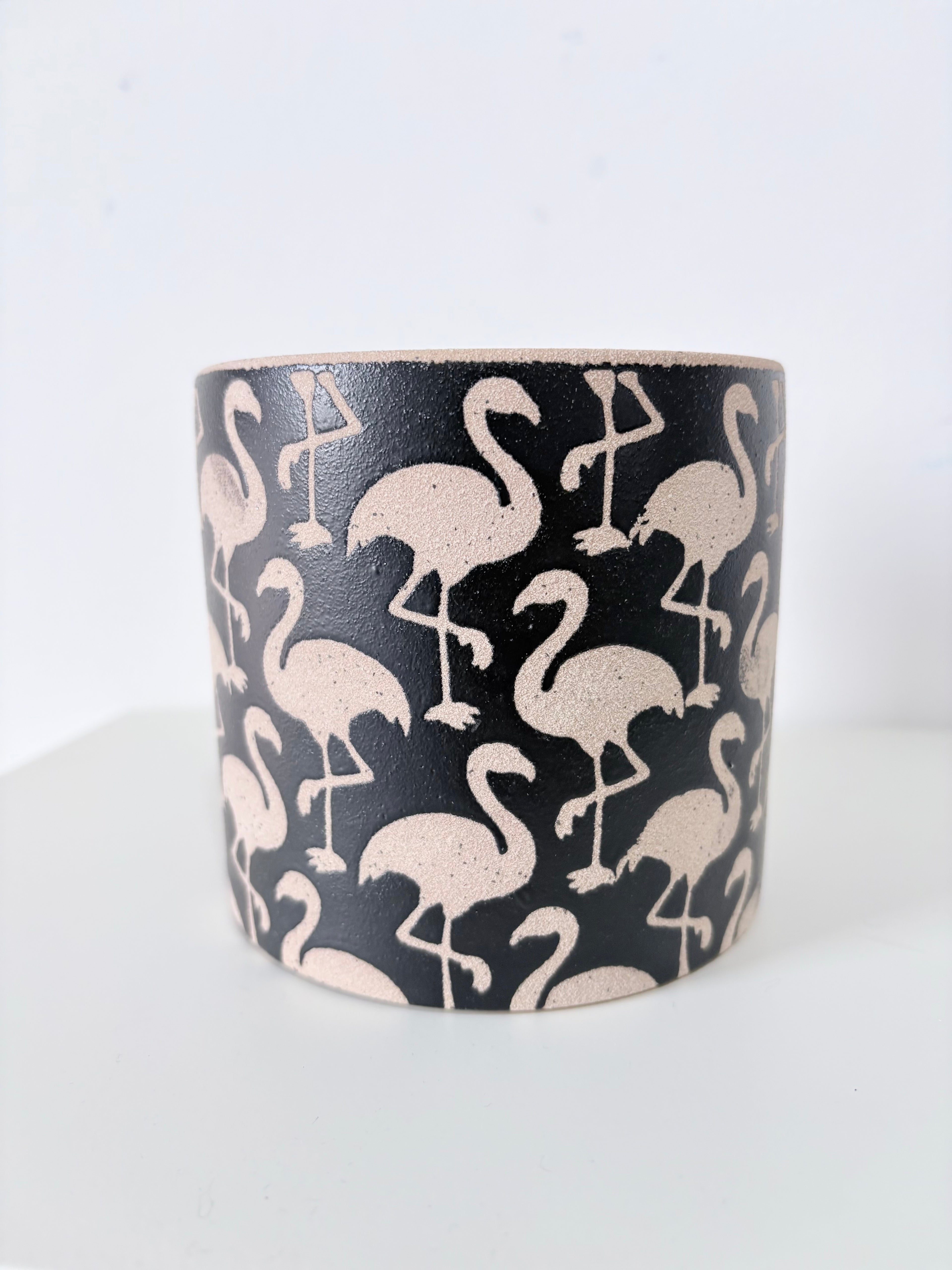 Black Flamingo Planter