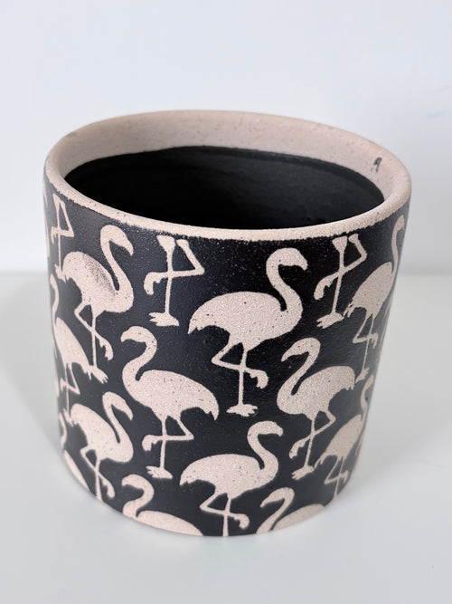 Black Flamingo Planter