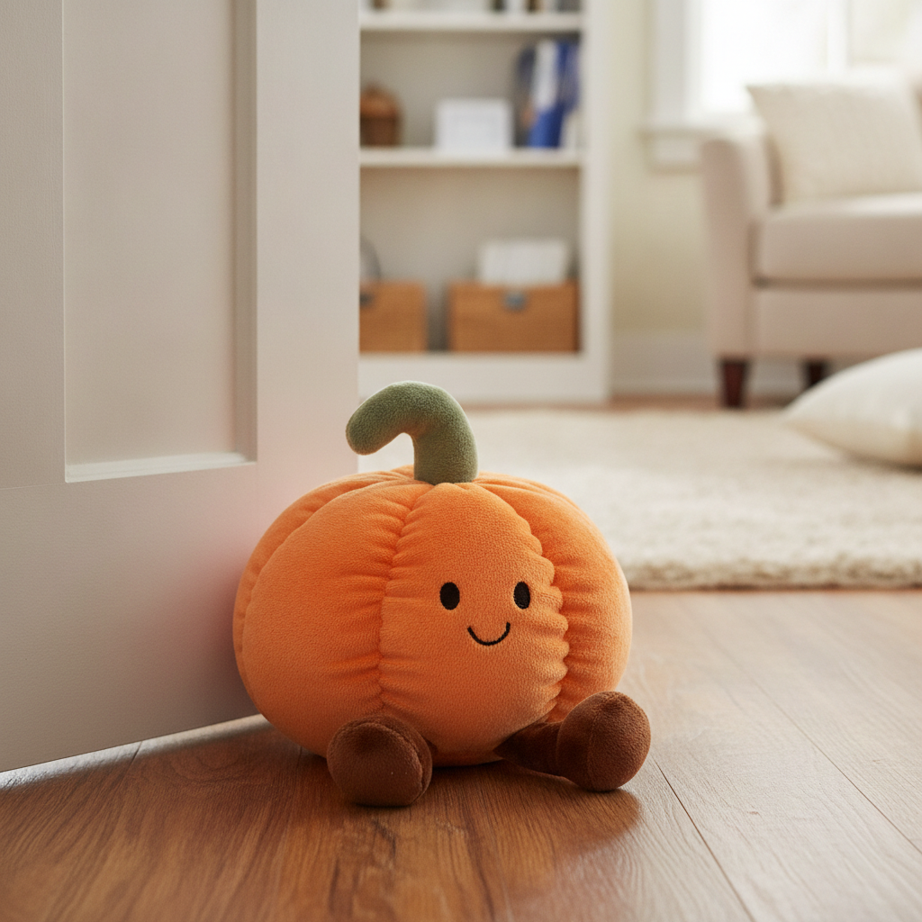 ORANGE FABRIC PUMPKIN DOORSTOP