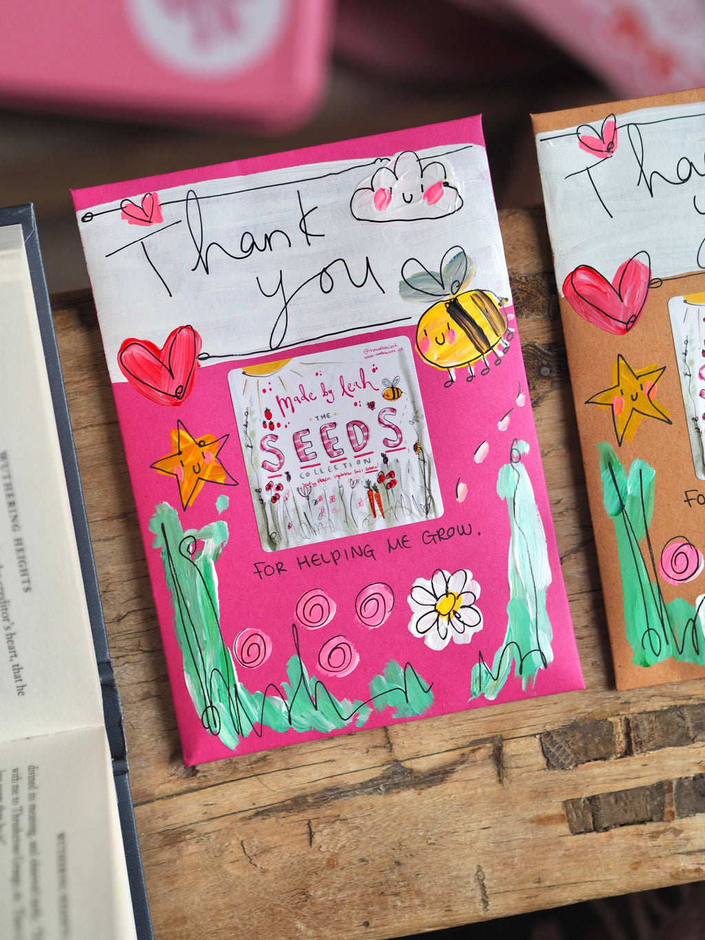 ‘Thank You For Helping Me Grow’ Hand Painted Seed Packet: Brown