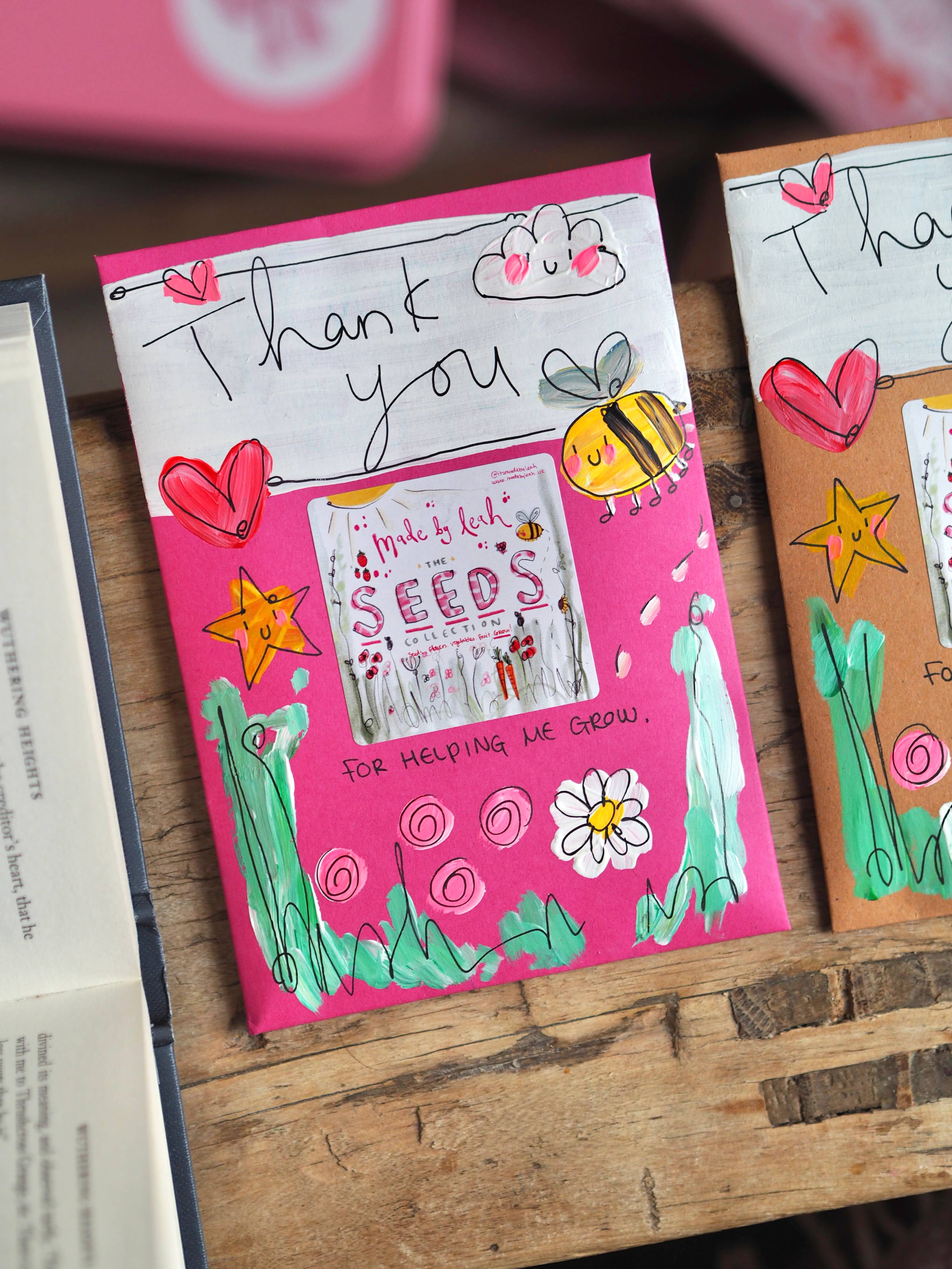 ‘Thank You For Helping Me Grow’ Hand Painted Seed Packet: Brown