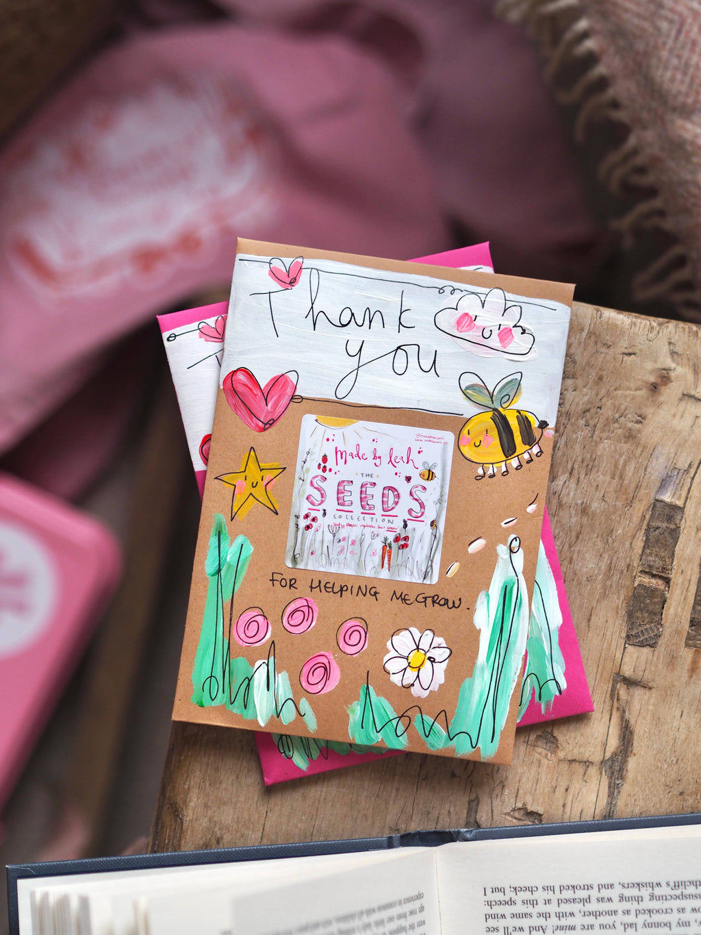 ‘Thank You For Helping Me Grow’ Hand Painted Seed Packet: Brown