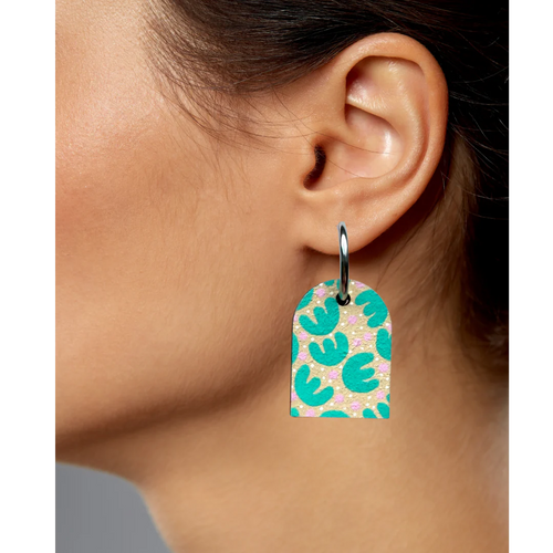 Ivy and Ginger Hand painted fun retro tropic arch dangle hoop earrings